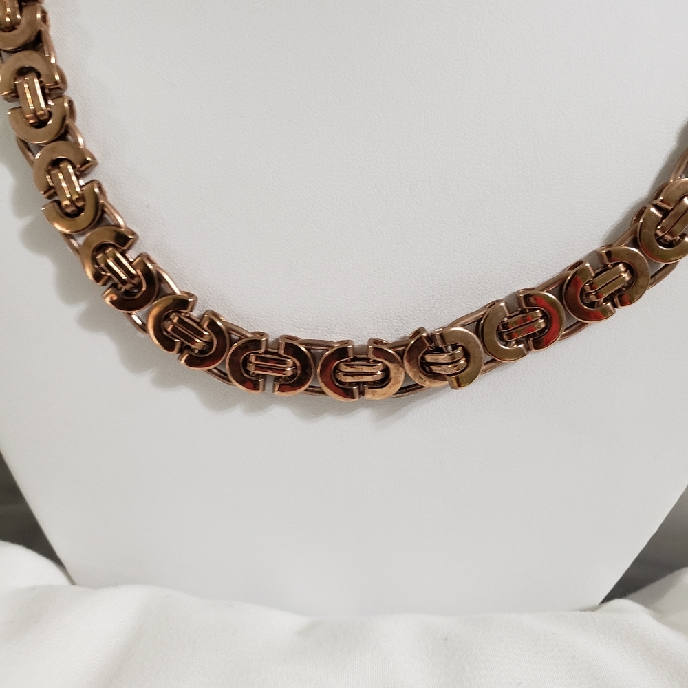 14K Rose Gold Byzantine Necklace & Bracelet - Picture 2 of 3